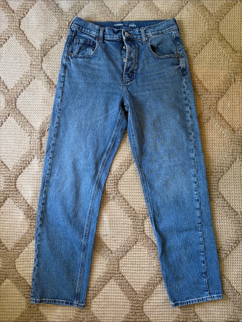 Old Navy Straight-Leg Denim Jeans Medium Blue Wash